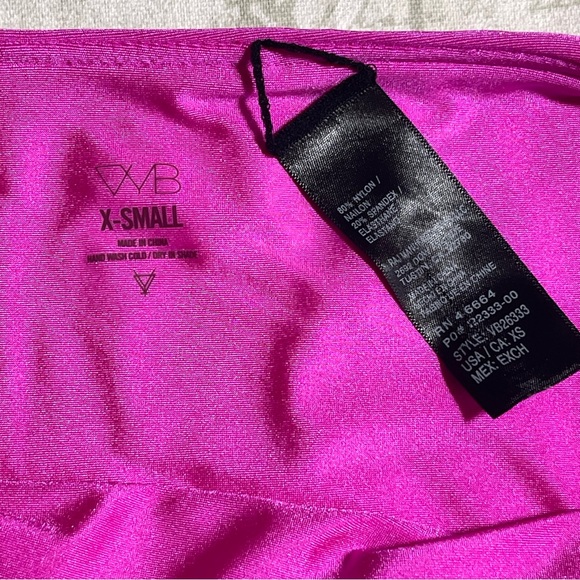 VYB High Waist Pink Shiny Swim Bottoms hot pink XS - Picture 4 of 5